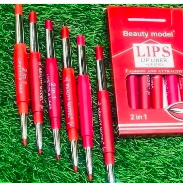 2-in-1 Waterproof Lipstick & Lip Liner – Long-lasting, All-day Color | Best Quality ]waterproof Lipstick [random Shades]