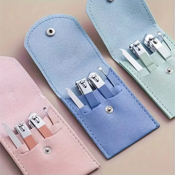 4 In 1 Professional Manicure Set 4-piece Stainless Steel Nail Care Kit – Nail Clippers, Cuticle Nippers, Nail File & Spoon Pusher – Unscented, No Batteries Needed, Non-electric Tools For Nail Techs & Home Use – Random Color
