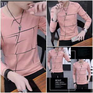 Fancy Cotton Jersey Full Sleeves T Shirt For Men | Best Quality Full Sleeves T Shirt For Men | T Shirt For Boys – Pink T-shirt With Black Print