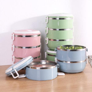 Multi-layer Heat Preservation Stainless Steel Leakproof Lunch Box Food Container(random Color)