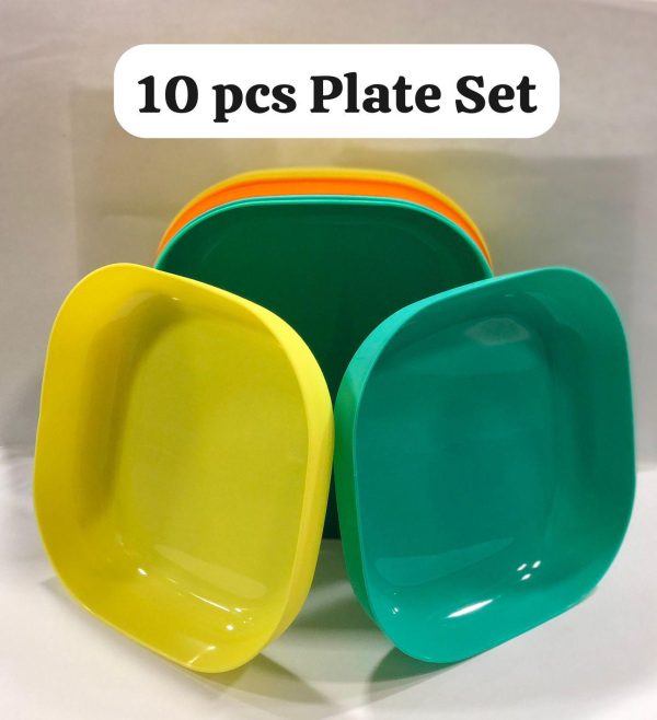(nw000395) 10 Pcs Multi-function Spit Bone Plate Set Household Food Grade Plastic Elliptical Plate Set