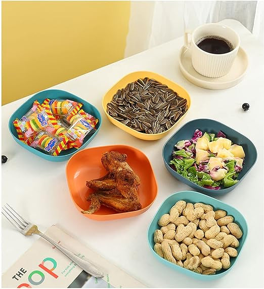(nw000395) 10 Pcs Multi-function Spit Bone Plate Set Household Food Grade Plastic Elliptical Plate Set