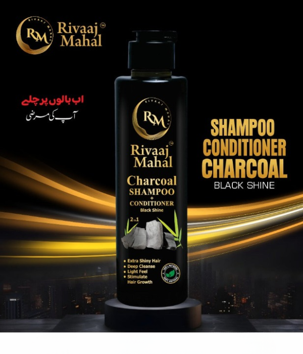 Rivaaj Mahal Charcoal Shampoo + Conditioner – Black Shine Formula For Deep Clean & Smooth Finish
