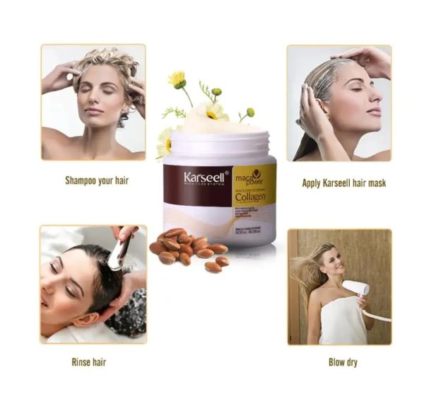Sealed Packed Karseell Hair Mask Collagen Treatment Cream – Argan Oil & Maca Essence, 16.9 Oz 500ml