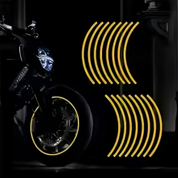 Universal Reflective Wheel Stickers Set | Rim Stripe Decal Tape – Reflective Rim Tape | Wheel Stripe Decal Trim For Motorcycle Wheels