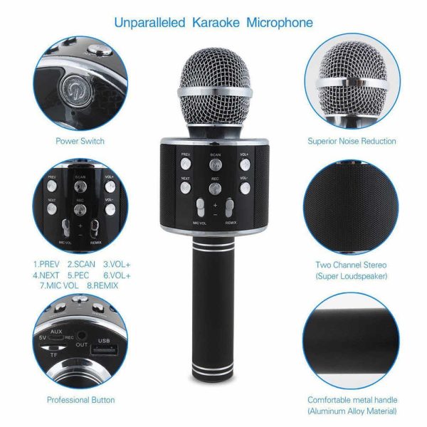 Ws-858 Wireless Bluetooth Handheld Karaoke Portable Microphone With Built-in Rechargeable Speaker (random Color)